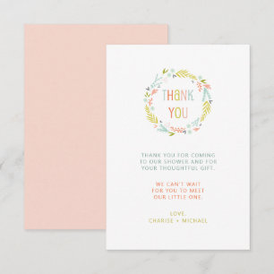 Pastel Wreath baby shower thank you note Card