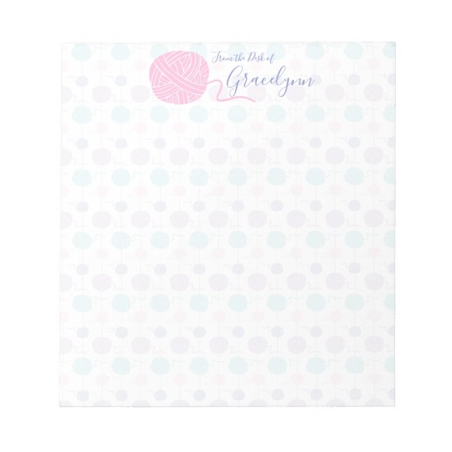 Pastel Yarn Ball String Pattern Notepad (Front)