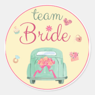 Pastel Yellow and Pink Watercolor Wedding Elegant Classic Round Sticker