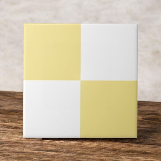 Pastel Yellow and White Chequerboard Modern Tile (Creator Uploaded)