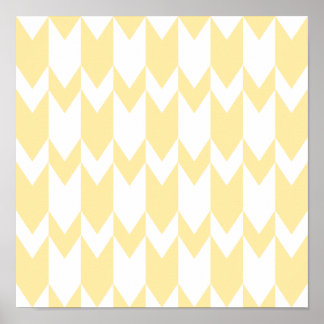 Pastel Yellow and White Chevron Pattern. Poster