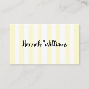 Pastel Yellow and White Stripes Business Card