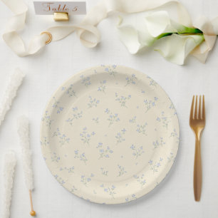 Pastel Yellow Blue Floral Vintage Baby Shower Paper Plate