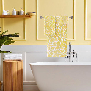 Pastel yellow dahlias bath towel set