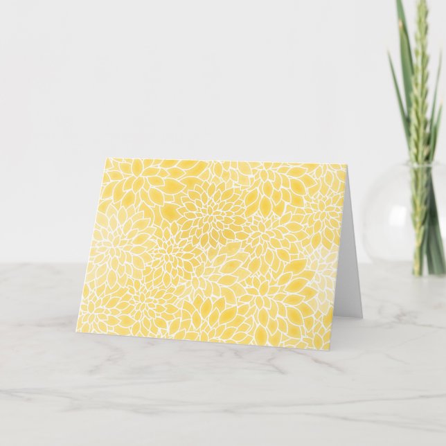 Pastel yellow dahlias card (Front)