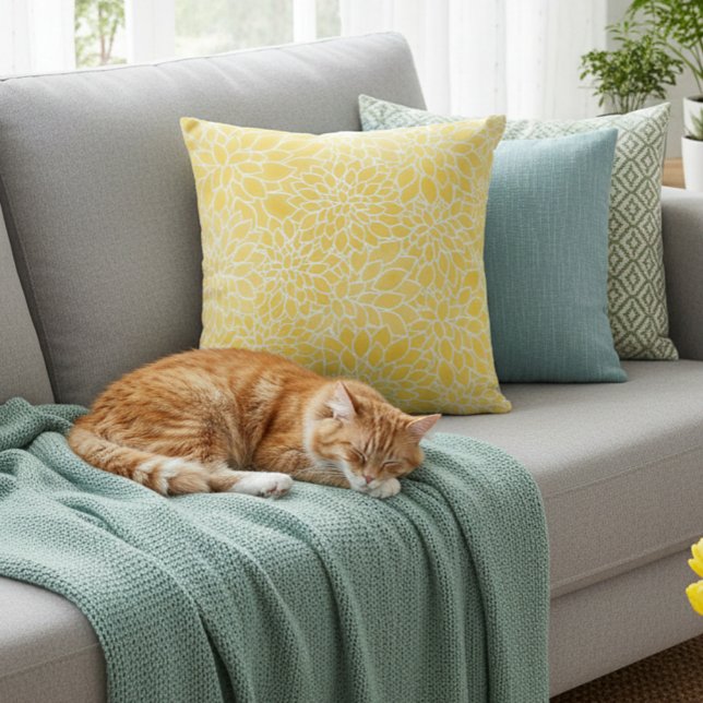Pastel yellow dahlias cushion (Creator Uploaded)