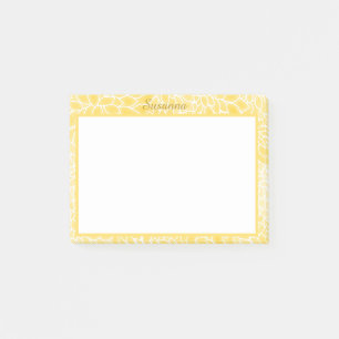 Pastel yellow dahlias personalised post-it notes
