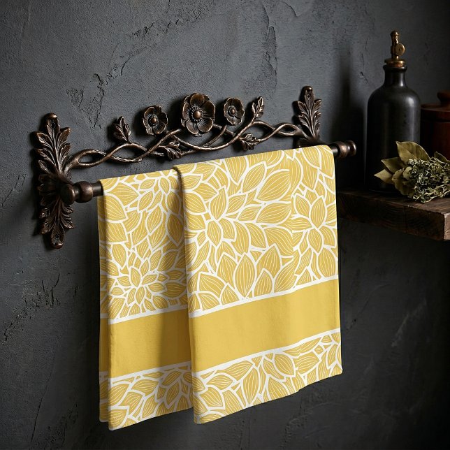 Pastel yellow dahlias tea towel (Creator Uploaded)