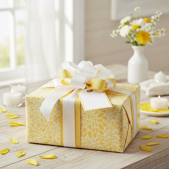 Pastel yellow dahlias wrapping paper (Creator Uploaded)