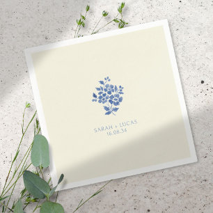 Pastel Yellow Floral Monogrammed Wedding Napkin