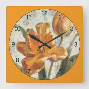 Pastel Yellow Flower Square Wall Clock