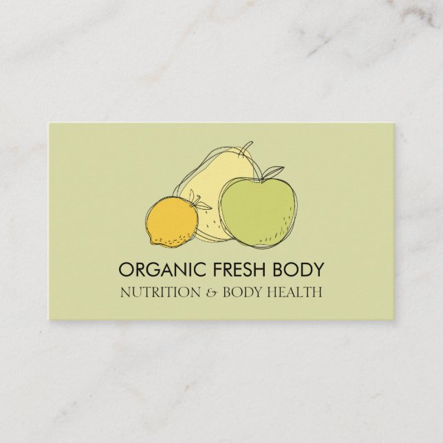 Pastel Yellow Food Fruit Dietician Nutritionist Business Card (Front)