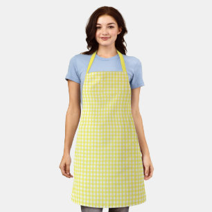 Pastel Yellow Gingham Pattern Apron