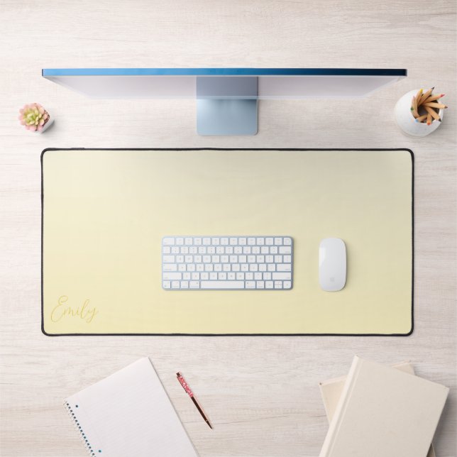 Pastel Yellow Gradient Calligraphy Personalized Desk Mat (Office 1)