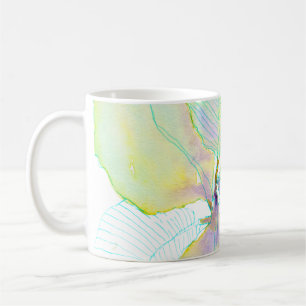 Pastel Yellow Green Watercolor Botanical Leaves Coffee Mug