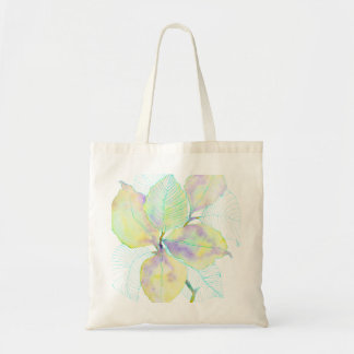 Pastel Yellow Green Watercolor Botanical Leaves Tote Bag
