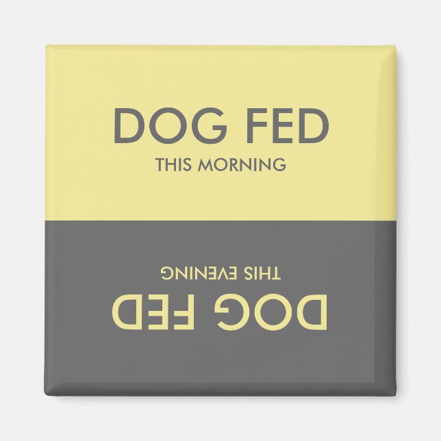 Pastel Yellow Grey + Feed Dog Pet Reminder Magnet (Front)