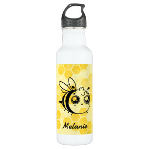 Pastel Yellow Honeycomb Cute Bee Personalised 710 Ml Water Bottle