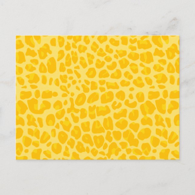 Pastel yellow leopard print pattern postcard (Front)