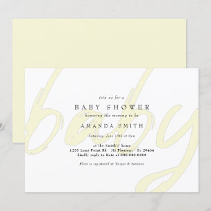 Pastel Yellow Minimal Gender Neutral Baby Shower Invitation