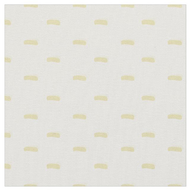 Pastel Yellow Minimalist Dashes on White Fabric (Close Up)