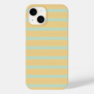 Pastel Yellow Mint Green Striped Retro Pattern Case-Mate iPhone 14 Case