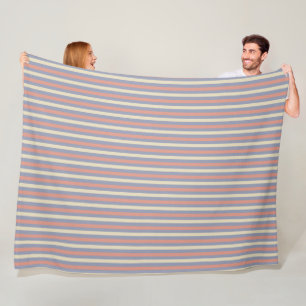 Pastel yellow, orange and blue stripes fleece blanket
