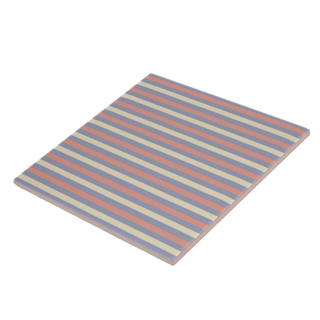 Pastel yellow, orange and blue stripes tile (Side)