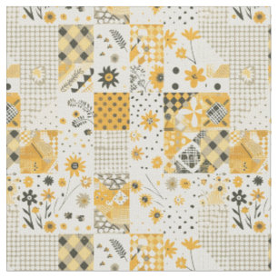 Pastel Yellow Patchwork Vintage Quilt Fabric