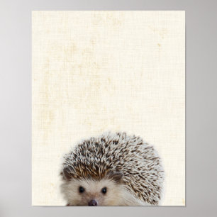 Pastel Yellow Peekaboo Hedgehog Minimalist Nursery Poster