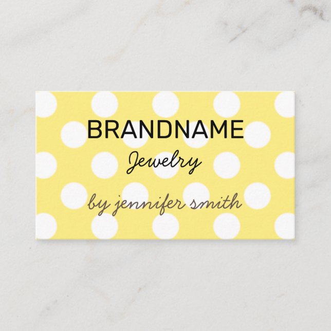 Pastel Yellow Polka Dots Dotted Handmade Jewelry Business Card (Front)