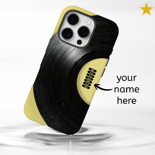 Pastel Yellow Retro Vinyl Record Custom Name  iPhone 16 Pro Case