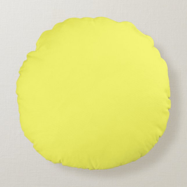 Pastel  yellow solid plain colour round cushion (Front)