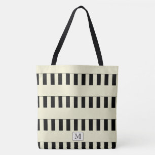 Pastel Yellow Stripes on any Colour Custom monogra Tote Bag