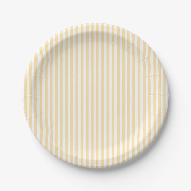 Pastel Yellow Stripes Paper Plate (Front)