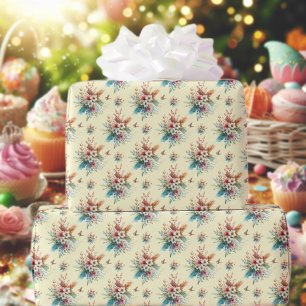 Pastel Yellow Watercolor Floral Cross Easter Wrapping Paper