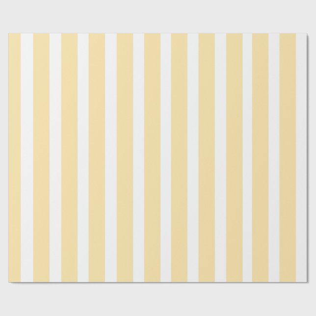 Pastel Yellow & White Vertical Stripe Wrapping Paper (Flat)