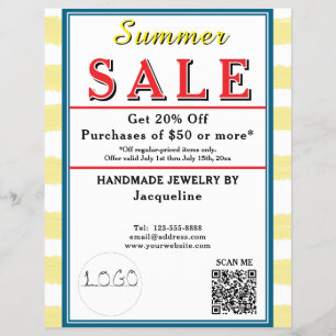 Pastel Yellow White Watercolor Summer Sale Flyer