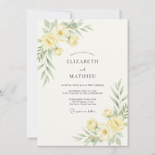 Pastel Yellow Wildflower Wedding Invitation
