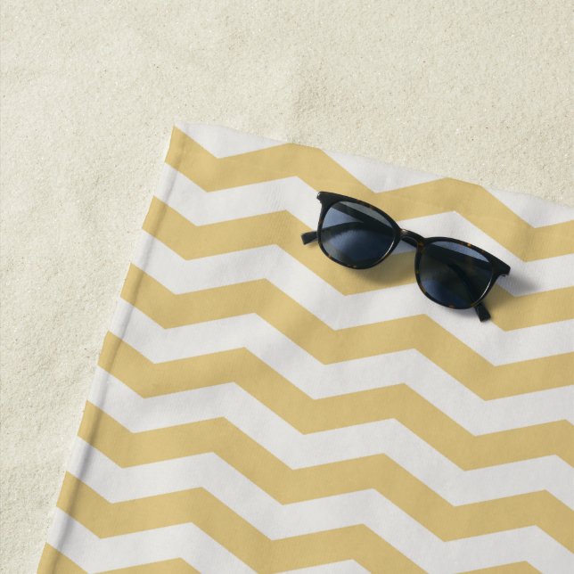 Pastel yellow zig zag stripe geometric beach towel (In Situ)