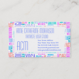 Pastel Yoga Word Cloud Elegant Pattern Business Card
