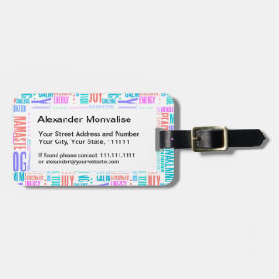 Pastel Yoga Word Cloud Elegant Pattern Luggage Tag