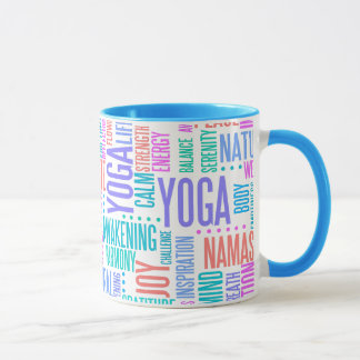 Pastel Yoga Word Cloud Elegant Pattern Mug