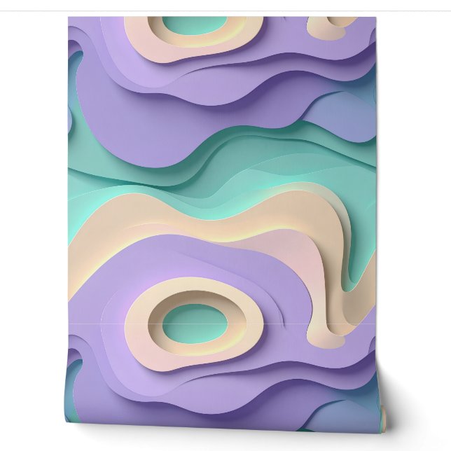 PastelFlow Abstract Wave Peel and Stick Wallpaper (Unrolling)