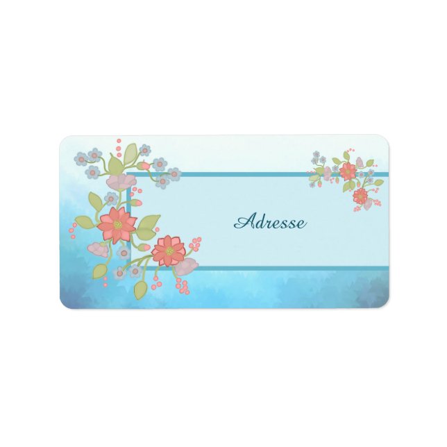 pastellblumen Adressaufkleber Label (Front)