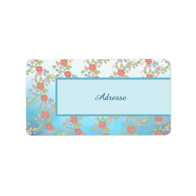 pastellblumen Adressaufkleber Label (Front)