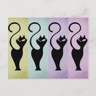 Pastello Cats Black Silhouette Postcard
