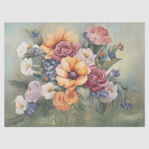 Pastels Floral Bouquet decoupage  Tissue Paper