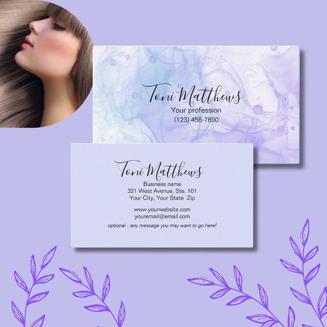 Pastels Glam Elegant Salon Business Card (Colorful pastels come together to create a stylish and eye-catching business card.)