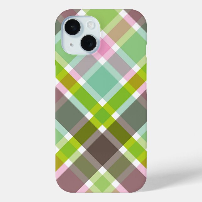 Pastels Pink Aqua Blue Retro Plaid Checks Pattern Case-Mate iPhone Case (Back)